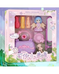 Simulated girl playing with home accessories cosmetics set toys