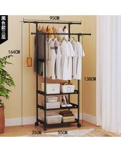 Double-rod telescopic cloth basket coat rack GOIDEN
