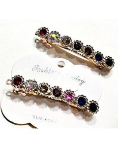 Spring clip, rhinestone alloy, candy-colored crystal head flower
