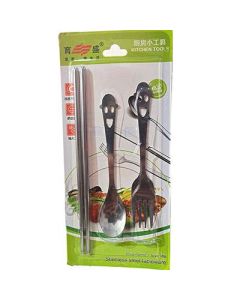 Stainless steel cutlery three-piece set of rice spoons, dinner forks, chopsticks, spoon sets