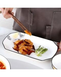 Fish plate rectangular plate ceramic print gold feather 32cm