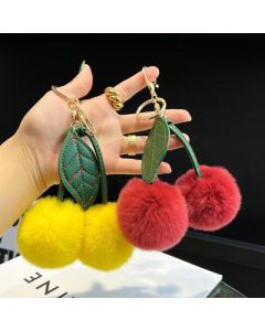 Keychain pendant real otter rabbit fur