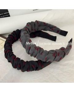 Pleated polka dot bow headband 