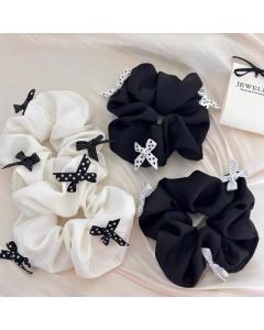 Hair Cord Black and White Polka Dot No. 42