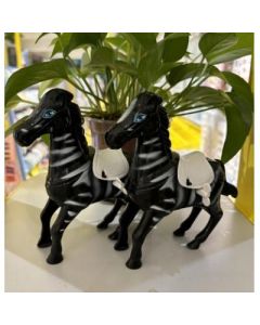 Jumping horse on a wind-up zebra