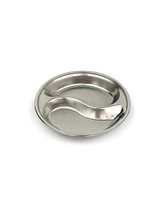 Stainless steel small vinegar saucer, dipping saucer, round small saucer, pickle plate, 2 compartments