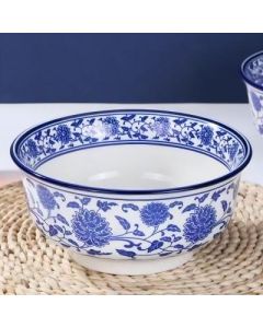 Noodle bowl, ceramic large bowl, soup bowl, 7 inches, blue and white porcelain