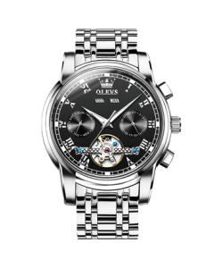 OLEVS Men's Automatic Mechanical Watch Skeleton Flying Wheel Luminous Waterproof Swiss Certified Brand Birthday Gift