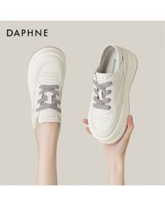 Daphne Women's Sneakers Breathable Sports Style White Shoes Spring Thick-Soled Casual Shoes 4024101498 Beige Purple 35