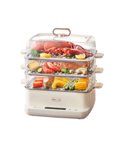 Bear Electric Steamer, Stainless Steel, Multi-Layer Large Capacity Visual Steamer for Fish, Buns, and Steamed Buns, 14.7L All-in-One Multi-Functional Electric Pot DZG-CA2G2