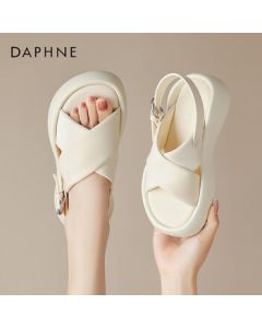 Daphne Women's Sandals Chunky Platform Strappy Roman Sandals Casual Shoes 4023303209 Beige 36