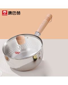 Kangbach 304 Stainless Steel Non-Stick Lightweight Yukihira Pot with Dual Spouts, Hanging Design, and Lid, 18cm KGJ-X18W