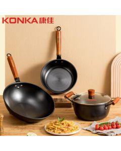 KONKA Three-Piece Cookware Set Non-Stick Frying Pan, Saucepan, and Soup Pot for Gas Stove KBZG-0304T