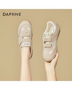 Daphne Women's Trainer Shoes Flat Velcro Casual Shoes Spring New Anti-Slip Lightweight Versatile Sneakers Beige Size 36