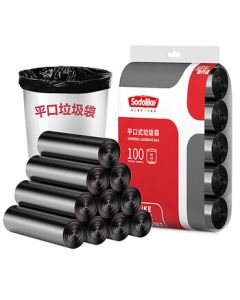 Sodolike Medium Heavy-Duty Tear-Off Garbage Bags 45*50cm*5 Rolls Flat Top for Home and Office Use, Black, 100 Count