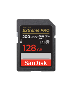 SanDisk 128GB SD Memory Card 4K V30 U3 C10 Camera Storage Card with 200MB/s Read and 90MB/s Write Speeds for Mirrorless/DSLR Cameras