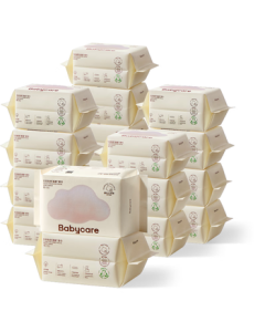 babycare Facial Tissue for Babies, Disposable Washcloths, Dual-Use Dry/Wet Bear Towels, Extra Thick Soft Cotton Wipes, 80 Sheets * 18 Packs