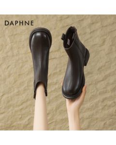 Daphne Women's Ankle Boots 2025 Autumn/Winter New Simple British Style Chelsea Boots Martin Boots Women's Boots Brown 36