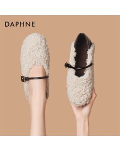 Daphne Women's Slip-On Flats Casual Plush Warm Shoes 4024607011 Beige 37