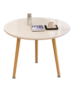 Fanshe Conference Table, Small Round Table for Dining, Home Office, Reception, Bar Counter, Meeting, Balcony with Wooden Legs