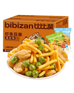 BIBIZAN Shrimp Strips & Peas Mixed Flavor 500g Shrimp Crackers & Green Peas Puffed Snacks