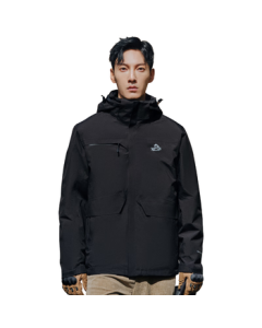 Pelliot Unisex 3-in-1 Waterproof Hardshell Jacket for Outdoor Hiking (Model 11040107, Black, Size L)
