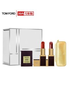 TOM FORD Classic Black Lipstick Gift Set (TF16# 3g + TF80# 3g + Luxury Gold Lipstick Case + Perfume Sample) TF Lipstick, Gift for Friends, Birthday Present