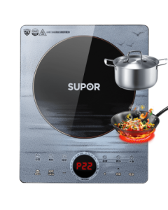 SUPOR Mirror Induction Cooktop - Ultra-Thin High-Power Electric Stove Set with Dual Pots for Frying and Cooking (Model: C22-IH80E)