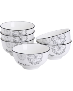 Su's Ceramic Rice Bowl - Dandelion Minimalist Home Ceramic Bowl 5-inch 6-Piece Set Tableware J0300
