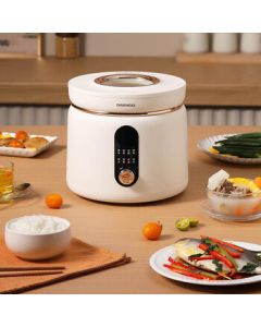 DAEWOO Electric Rice Cooker, 2L Multi-functional Mini Rice Cooker for Home/Dormitory with Visual Window and Low Sugar Rice Function, Smart Rice Cooker DYFB-D240