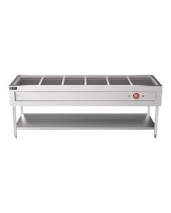 Shentop Restaurant Food Warmer Counter - 6-Compartment Fast Food Warmer, Stainless Steel Insulated Soup Bain-Marie Cabinet, Commercial Use STTB-SF21B