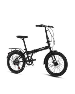 Forever Folding Bike 7-Speed for Men, Women, Adults, Students, Teens, and Kids - Urban Leisure Bicycle in Black