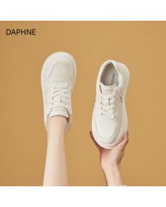 DAPHNE Women's Chunky White Sneakers 2025 Fall New Arrival Casual Sports Shoes for Women Versatile Platform Flat Shoes