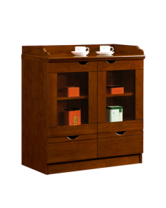 Henghe Tea Cabinet Paint File Cabinet Office Home Sideboard Buffet New Chinese Style Low Cabinet Walnut Color