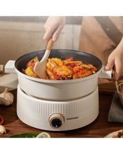 DAEWOO Electric Hot Pot Multi-functional Pot, Household Detachable High-Power Electric Heating Pot, Large Capacity S18 White