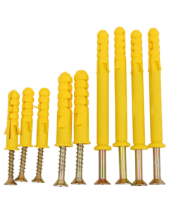Haistick【Jing Warehouse Delivery】Yellow Plastic Anchor with Expansion Bolt, Plug Bolt, Self-Tapping Screw Set 6*40mm 100pcs