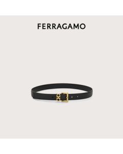 Ferragamo Women's Black Gancini Double-Buckle Belt 0780415_C _ 85 Gift for Girlfriend