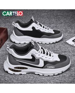 CARTELO Crocodile Men's Shoes, Versatile Casual Sneakers for Spring and Autumn, Thick-Soled Dad Shoes, Fashionable Men's Athletic Shoes 995 Black 42