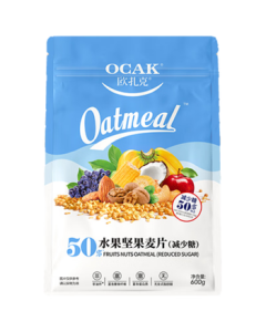 OZAK Oatmeal Nutritious Breakfast Reduced Sugar 600g 50% Fruit & Nut Muesli Instant Non-Fried Convenient Meal Replacement