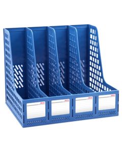 Deli Blue Quadruple Multi-layer File Tray/Folder/Storage Box/File Stand/Vertical Book Stand/File Holder/Document Organizer 33777