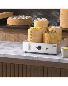 Chufengda Commercial Desktop Steamer for Buns, Dumplings, and Buns, Breakfast Steam Cabinet with Dry Burn Protection - 4-Hole Knob Model 2kw