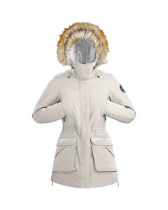 Decathlon Women's Cotton Winter Coat Longline Thickened Trendy Workwear Oversize Pale Chalk Gray - 2022S-4557026