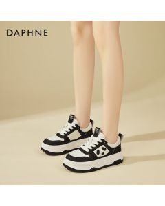 Daphne Platform Sneakers for Women - Fashionable and Versatile Black & White Panda Shoes, Lightweight Casual Sports Shoes - Black - Size 38