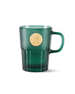 Starbucks Dark Green Goddess Emblem Glass Cup 400ml