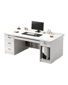 Rongjiang Minimalist Office Desk Computer Desk Workstation Staff Desk Writing Table Study Table 1.6M Cabinet Door Frame White