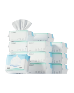 October Crystal Baby Cotton Soft Wipes, Dry & Wet Dual-Use Pure Cotton Tissues, Disposable Face Towels, 100 Sheets * 15 Packs