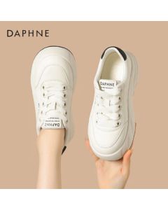 Daphne Women's Casual Shoes Thick-Soled Height-Increasing Sneakers Versatile White Sports Shoes 4024101127 Beige Black 36