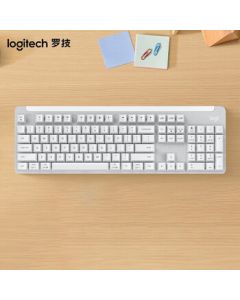 Logitech K865 Wireless Mechanical Keyboard - Office Keyboard, Wireless Bluetooth Keyboard, Full-Size 104 Keys, TTC Red Switch, One-Key Triple Connection, Pearl White