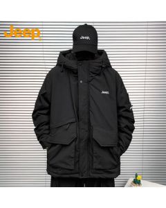 JEEP Men's Down Jacket Winter Warm Casual Workwear Coat Trendy Men's Clothing Black XL