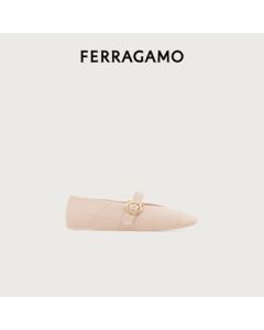 Ferragamo Women's Light Pink Gancini Ballet Flats 0783747_1C _ 55 Gift for Girlfriend